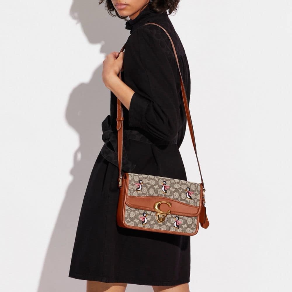 💰SOLD-C7935 - Coach Studio Shoulder Bag in Signature Jacquard with Penguin Motif - Picture 14 of 14